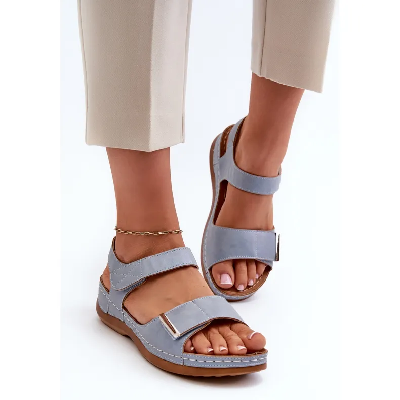 Evento Comfortable Women's Velcro Sandals Blue Iphiope