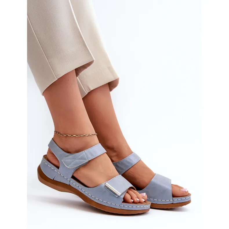 Evento Comfortable Women's Velcro Sandals Blue Iphiope