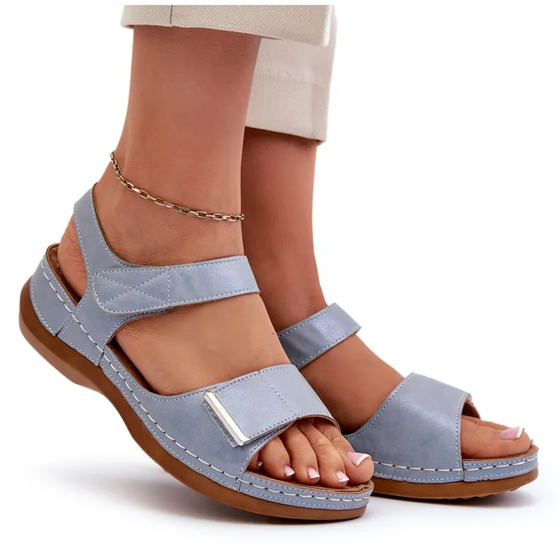 Evento Comfortable Women's Velcro Sandals Blue Iphiope