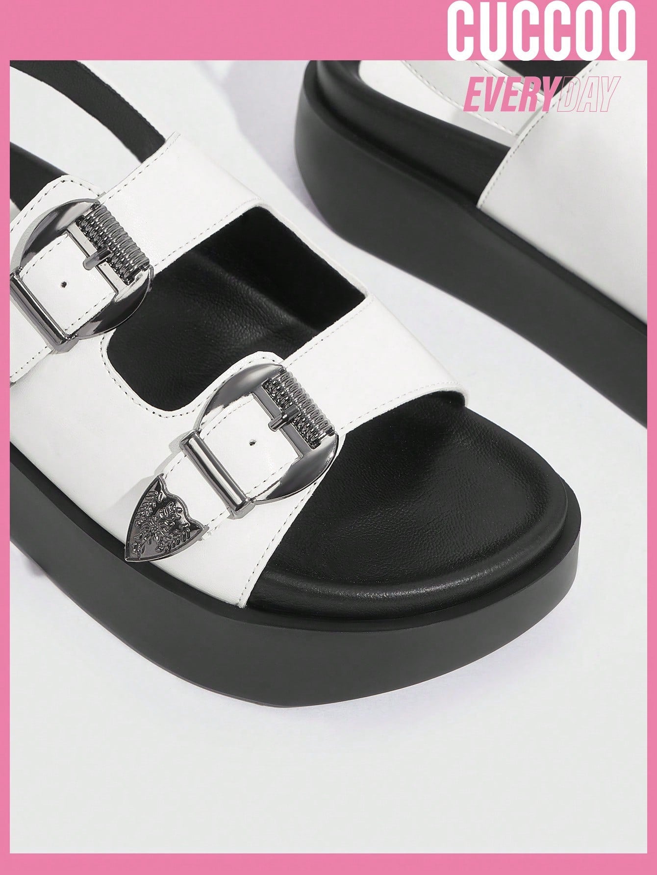 Fashionable Woman Shoes Double-Layered Thick-Soled Sandals With Metallic Buckle For Spring And Summer