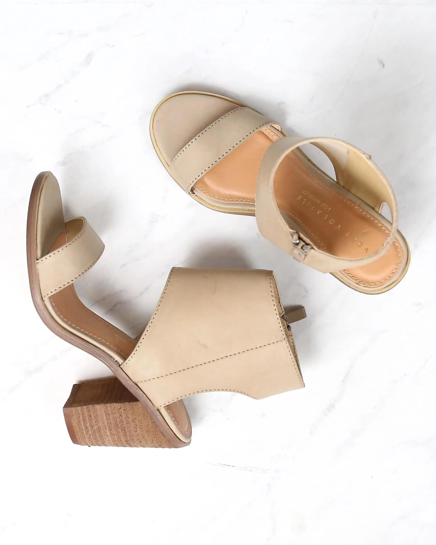 Final Sale - Very Volatile - South Open Toe Heeled Sandals in Taupe