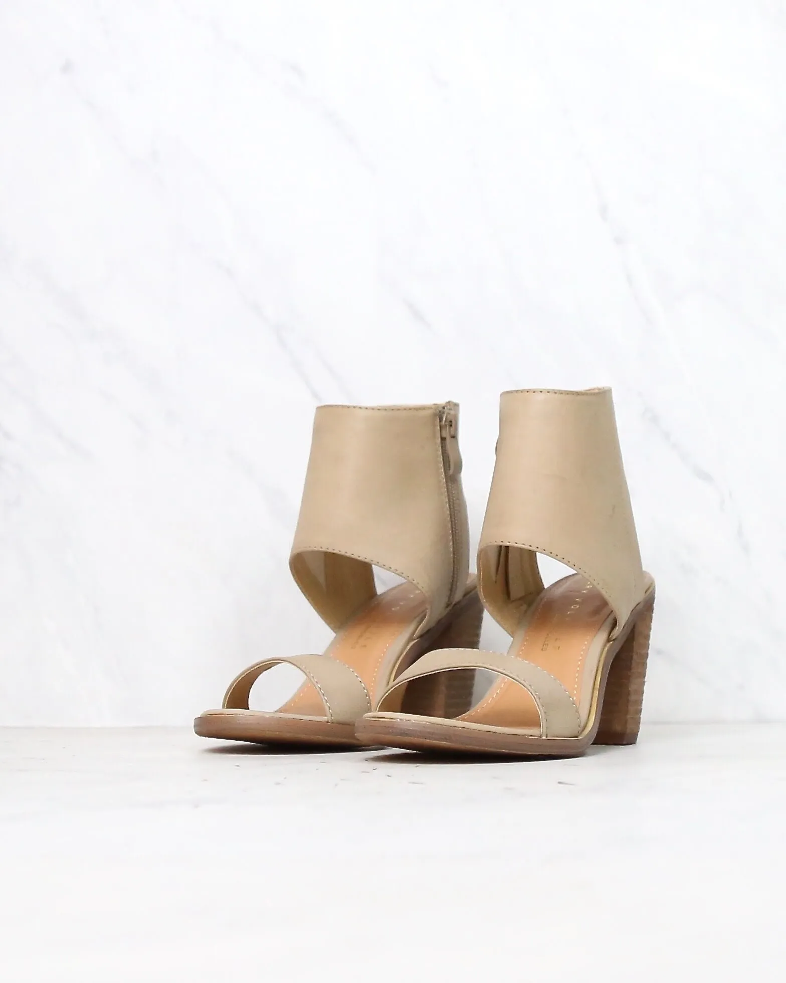 Final Sale - Very Volatile - South Open Toe Heeled Sandals in Taupe