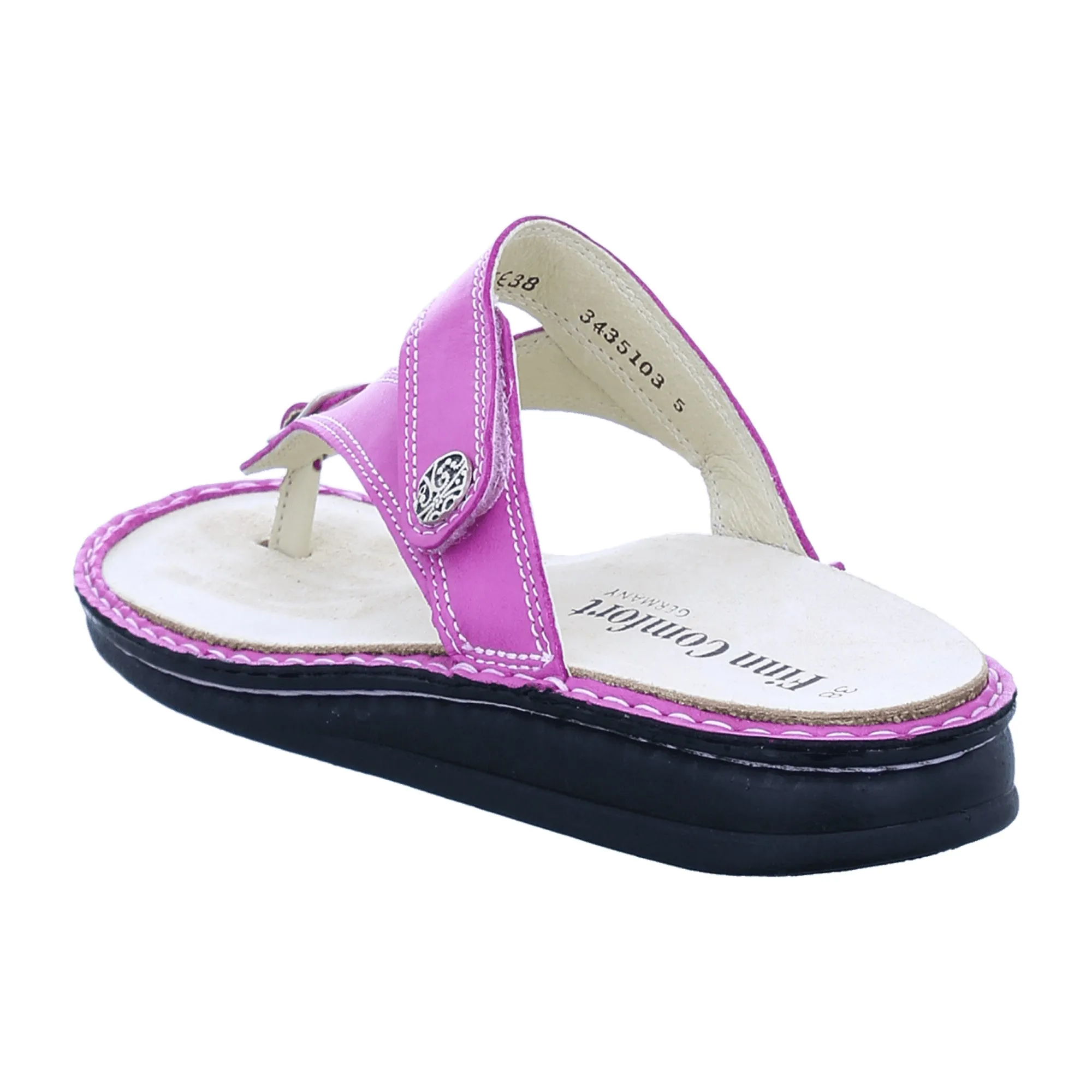 Finn Comfort Alexandria-Soft Pink Leather Toe Separator Sandals for Women - Comfortable & Stylish