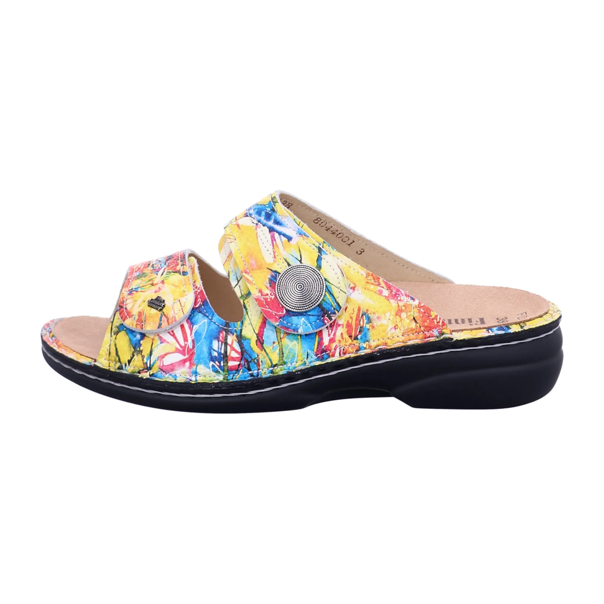 Finn Comfort Sansibar Multi Women's Sandals - Colorful Leather Toe Separator with Soft Footbed