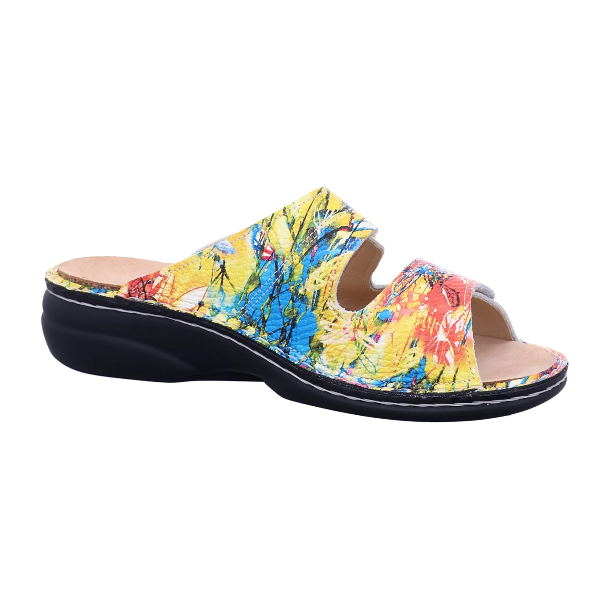 Finn Comfort Sansibar Multi Women's Sandals - Colorful Leather Toe Separator with Soft Footbed