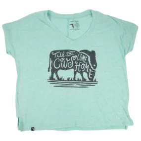 Florida Cracker Trading Co. Women's Blue Til the Cows Come Home Cropped Tee