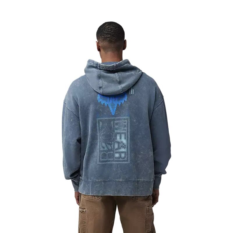 Fox Head Men's Throttle Oversized Pullover Hoodie in Dark Vintage Blue