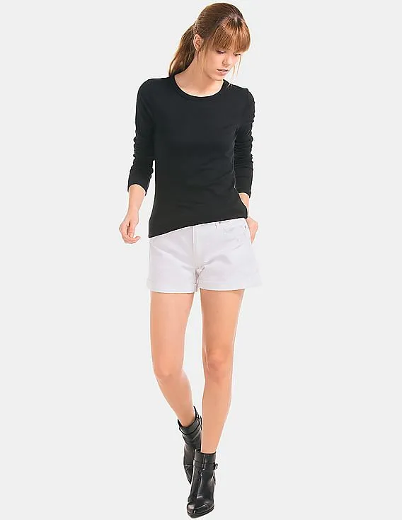 GAP Women Black Modern Long Sleeve Crew Tee