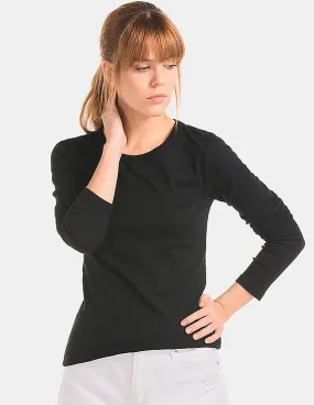 GAP Women Black Modern Long Sleeve Crew Tee