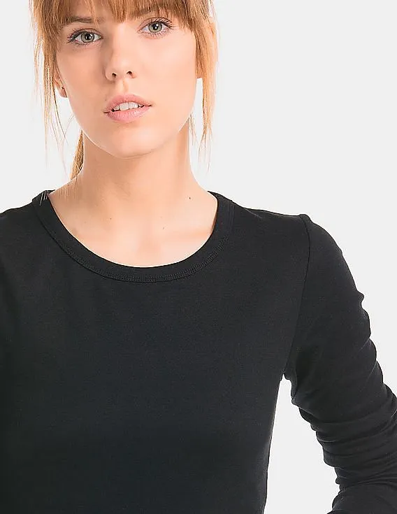 GAP Women Black Modern Long Sleeve Crew Tee