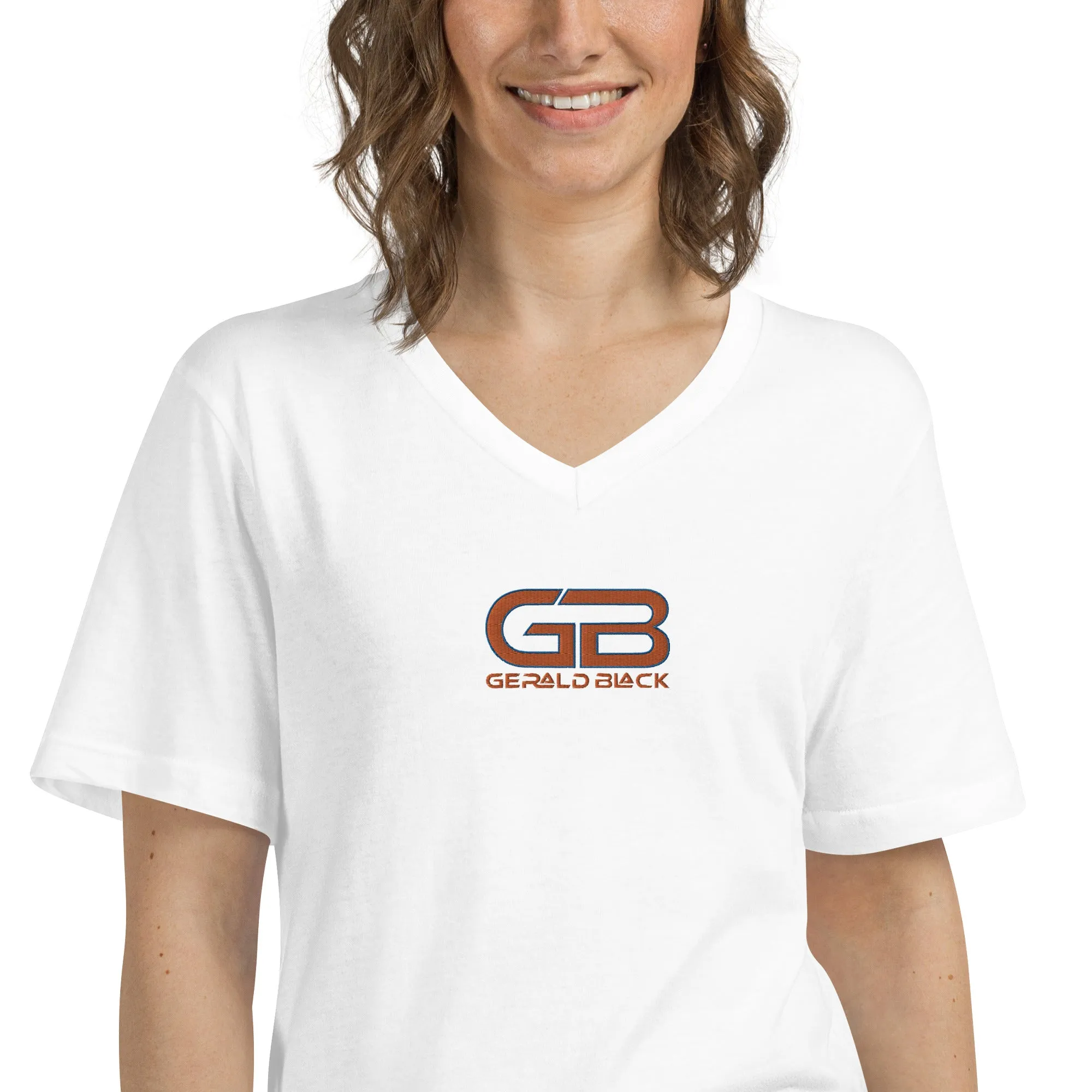 Gerald Black Signature Embroidered Unisex Short Sleeve V-Neck T-Shirt OrBL