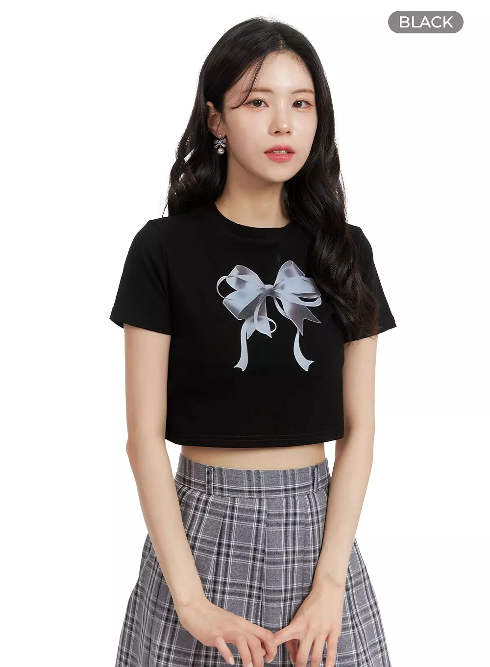 Graphic Ribbon Cropped Tee OM421