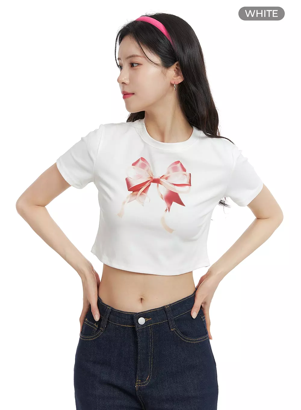 Graphic Ribbon Cropped Tee OM421