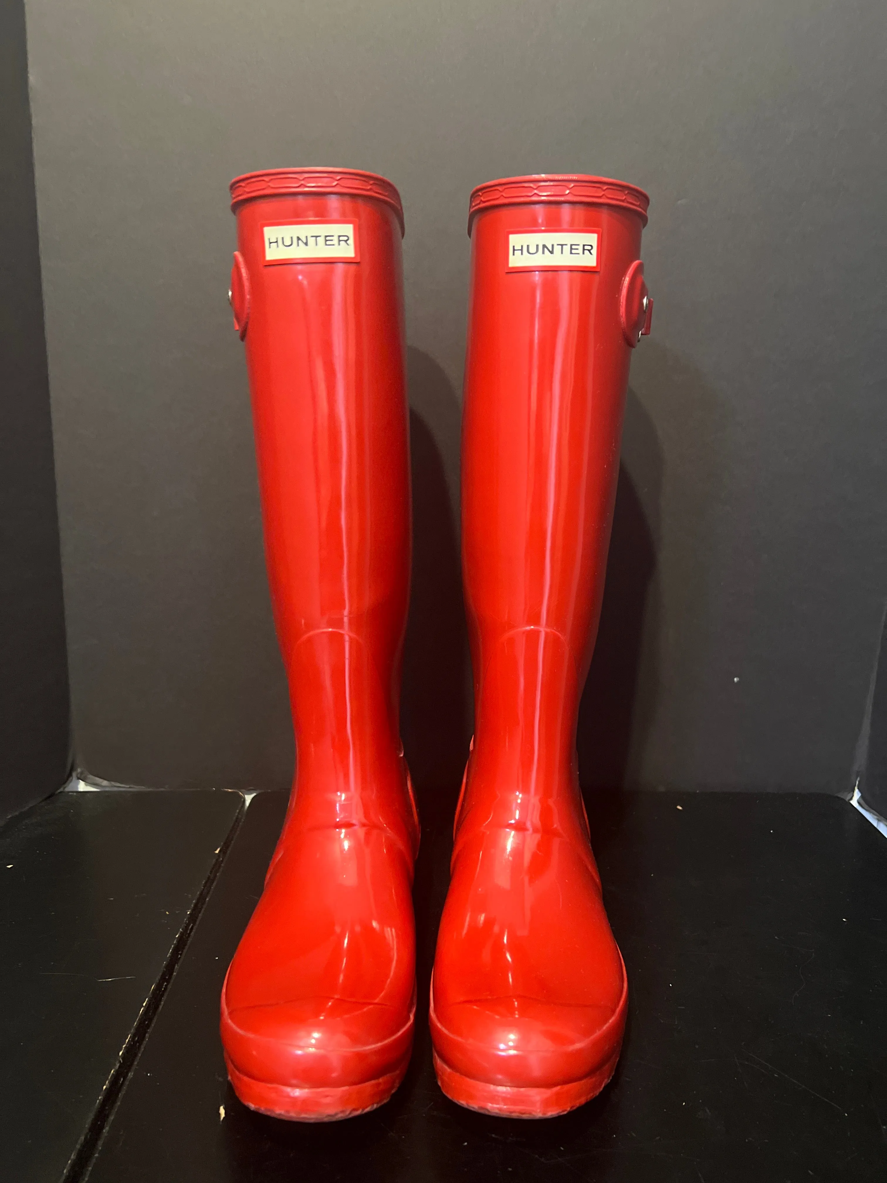 Hunter Patent Knee High Boots (Size 7)