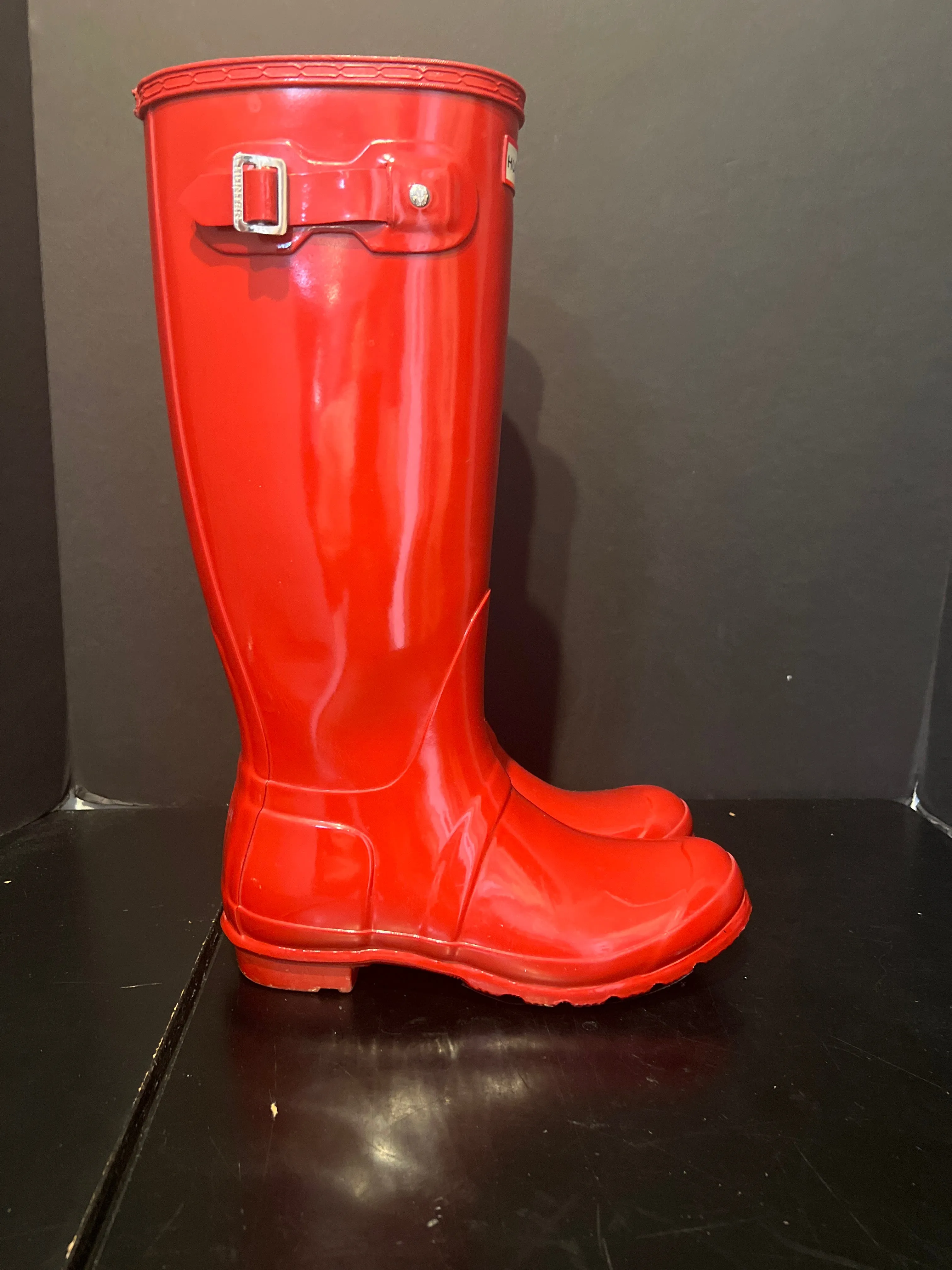 Hunter Patent Knee High Boots (Size 7)