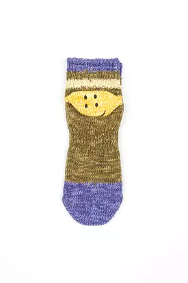 Ivy Rainbowy Happy Heel Short Socks Khaki