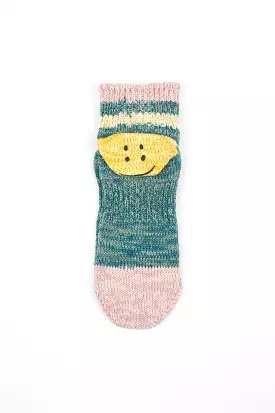 Ivy Rainbowy Happy Heel Short Socks Turquoise