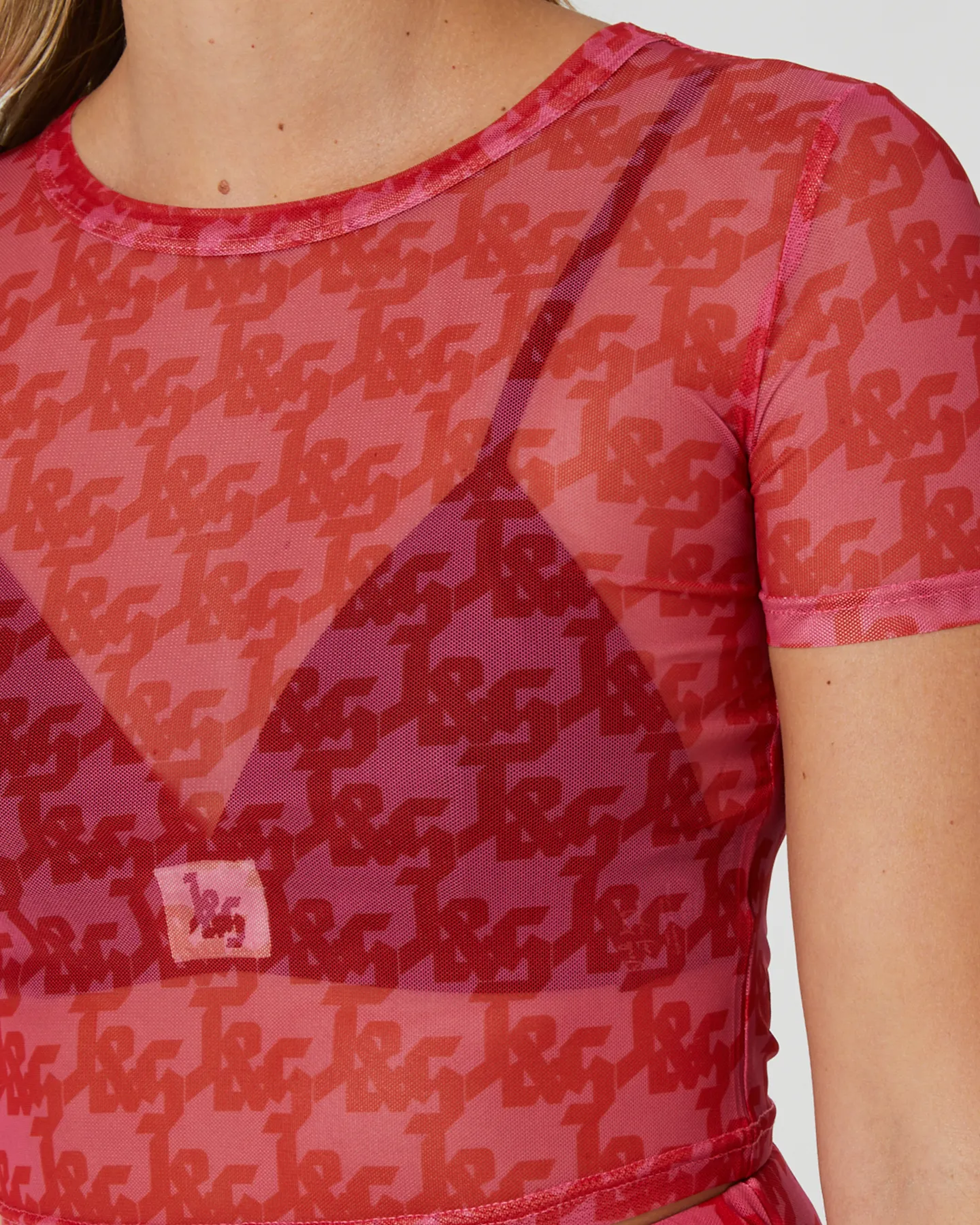 Jgr And Stn Fae Cropped Tee - Pink Red Monogram | SurfStitch