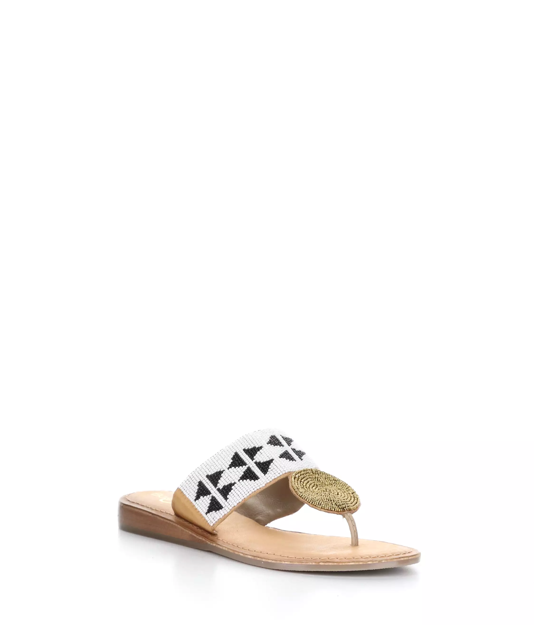 JUDY WHITE/BLACK Thong Sandals