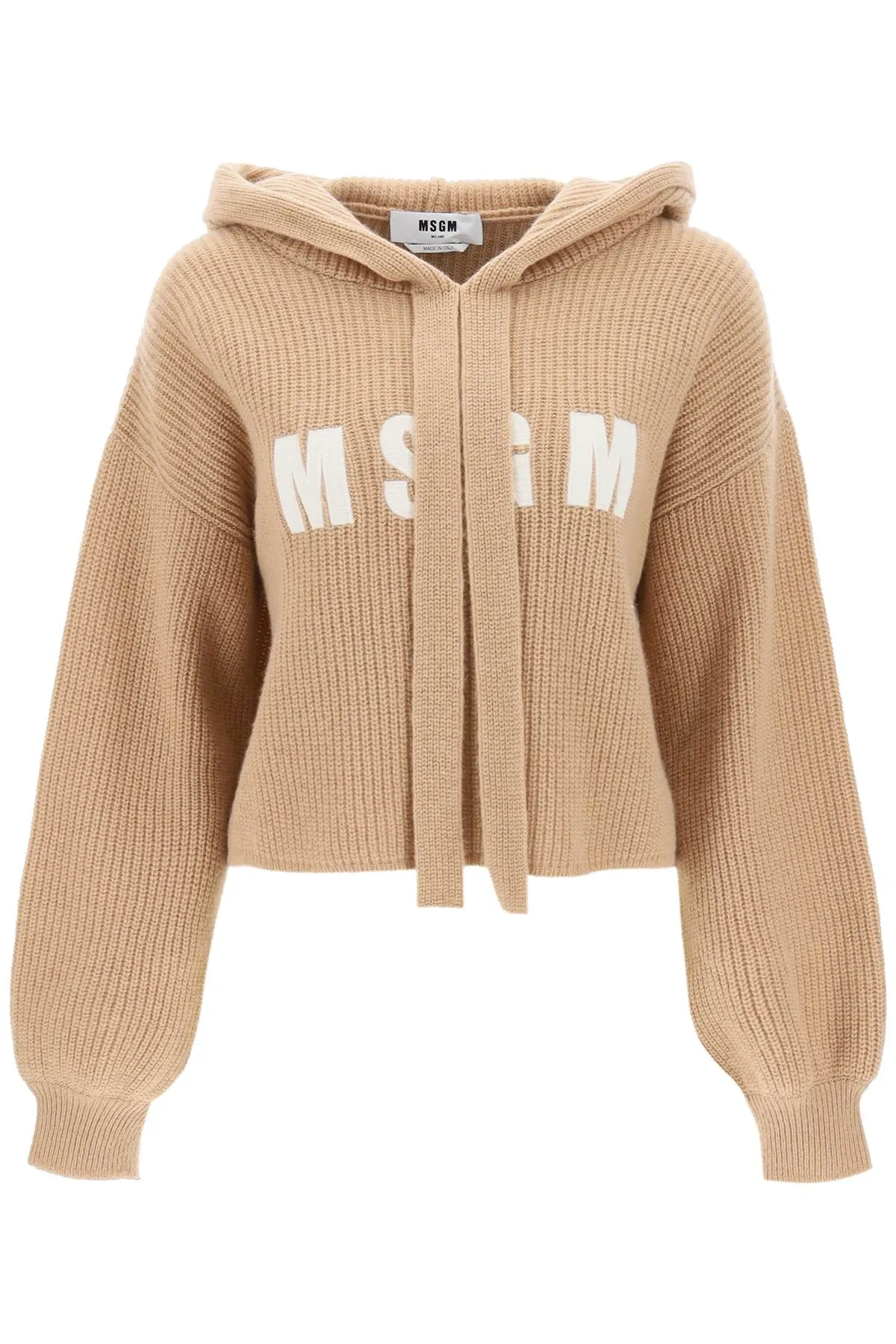 Knitted Hoodie In Wool And Cashmere With Logo Embroidery