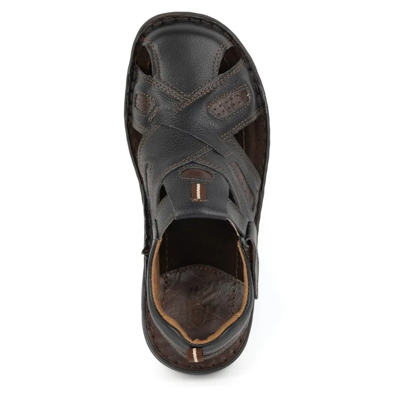 KOMODO Men's leather velcro sandals 523K black