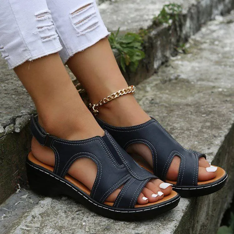 Libiyi Summer Velcro Fish Mouth Casual Women's Sandals