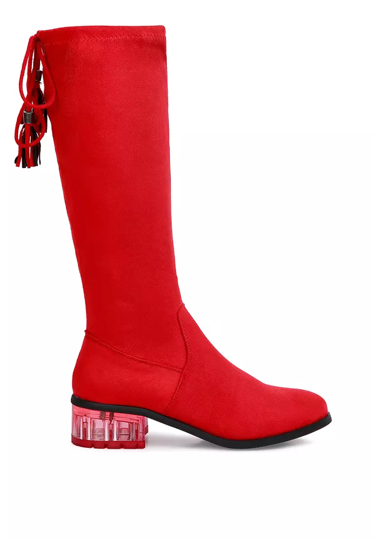 London Rag Red Tassels Detail Short Heel Calf Boot