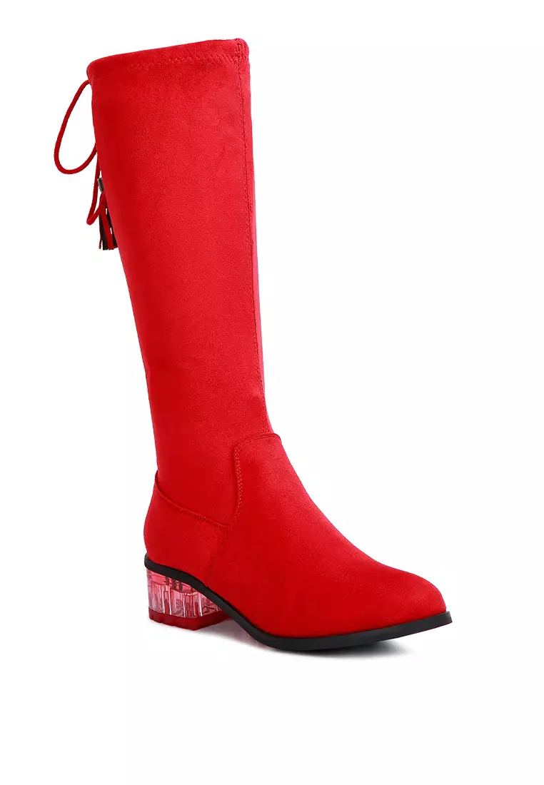 London Rag Red Tassels Detail Short Heel Calf Boot