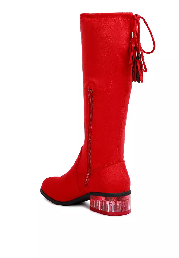 London Rag Red Tassels Detail Short Heel Calf Boot