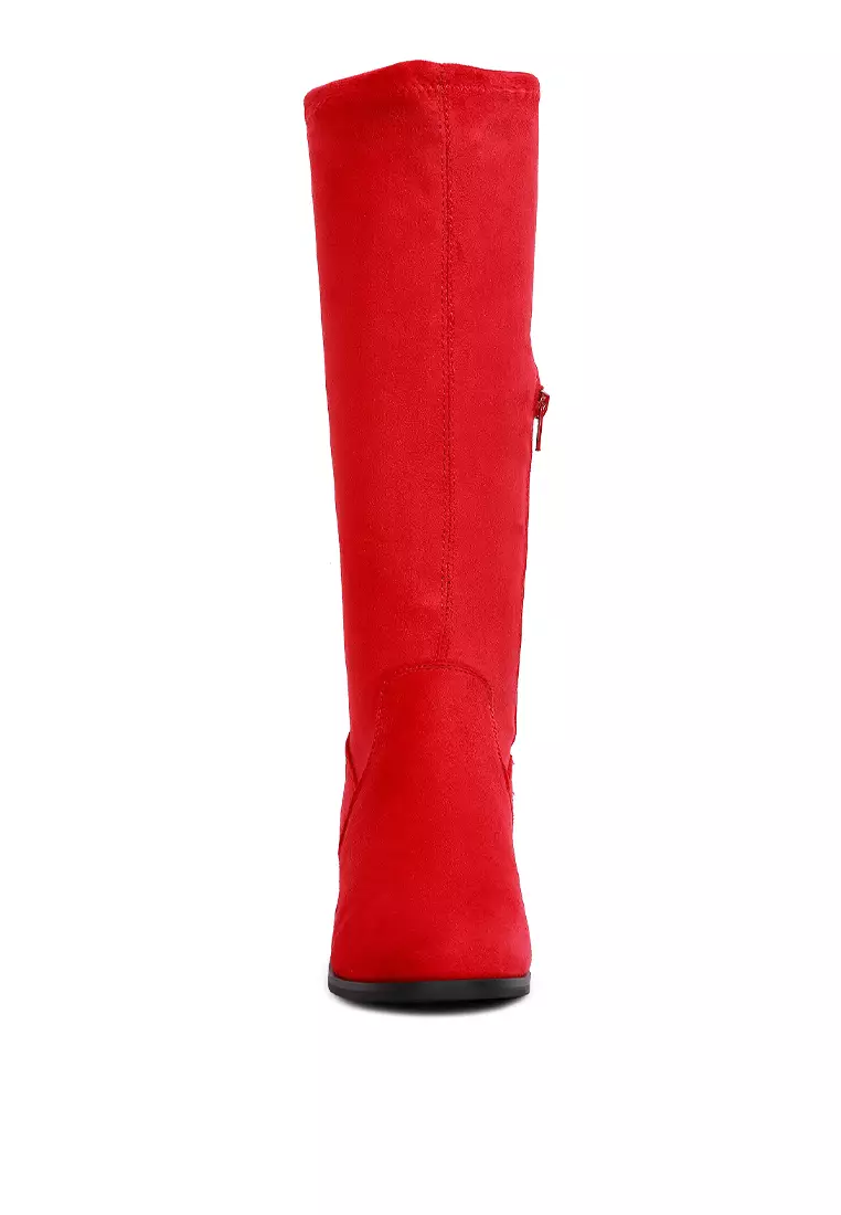 London Rag Red Tassels Detail Short Heel Calf Boot