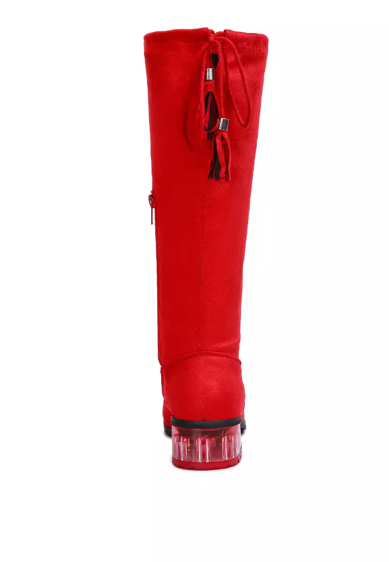 London Rag Red Tassels Detail Short Heel Calf Boot