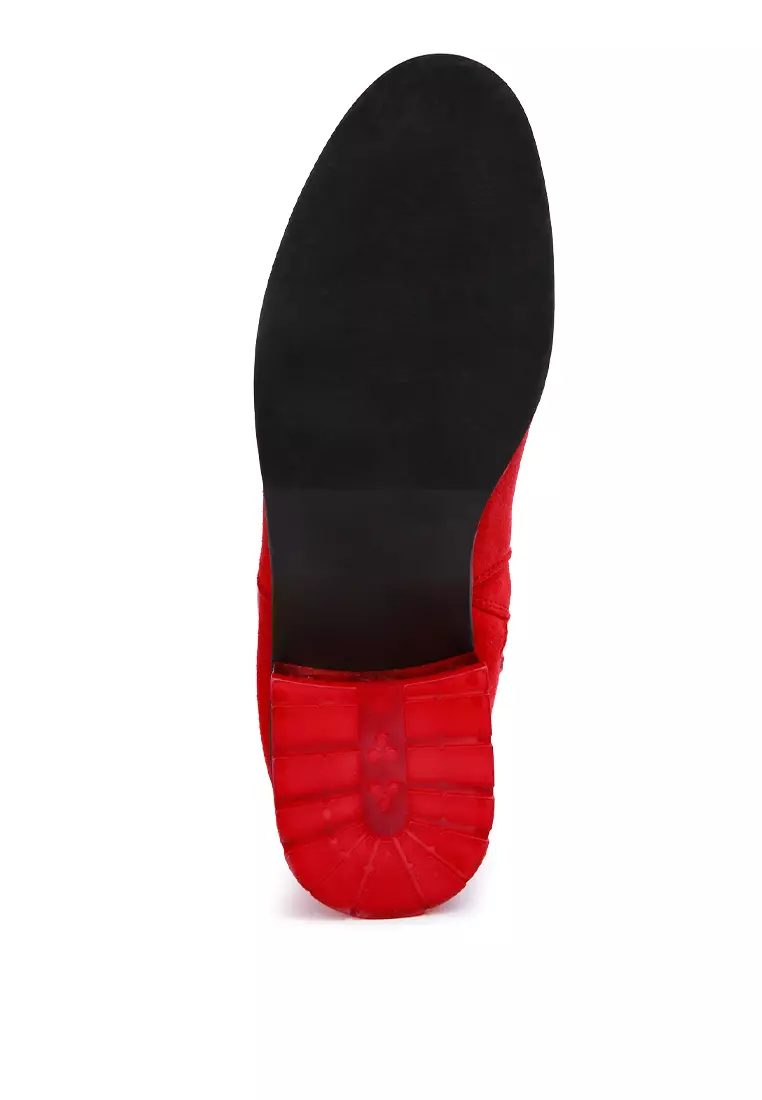 London Rag Red Tassels Detail Short Heel Calf Boot