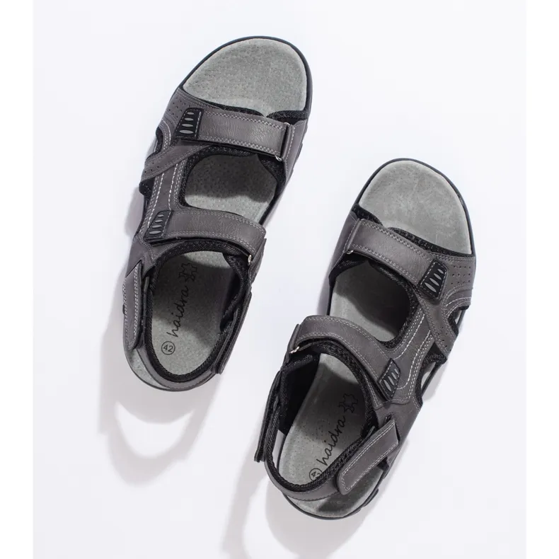 Men's gray sandals with velcro grey