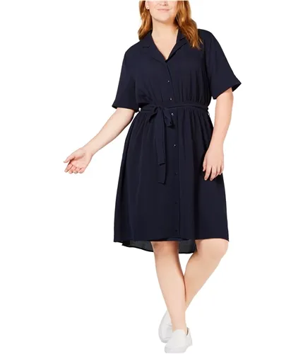 Monteau Womens Belted Shirt Dress