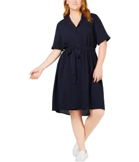 Monteau Womens Belted Shirt Dress