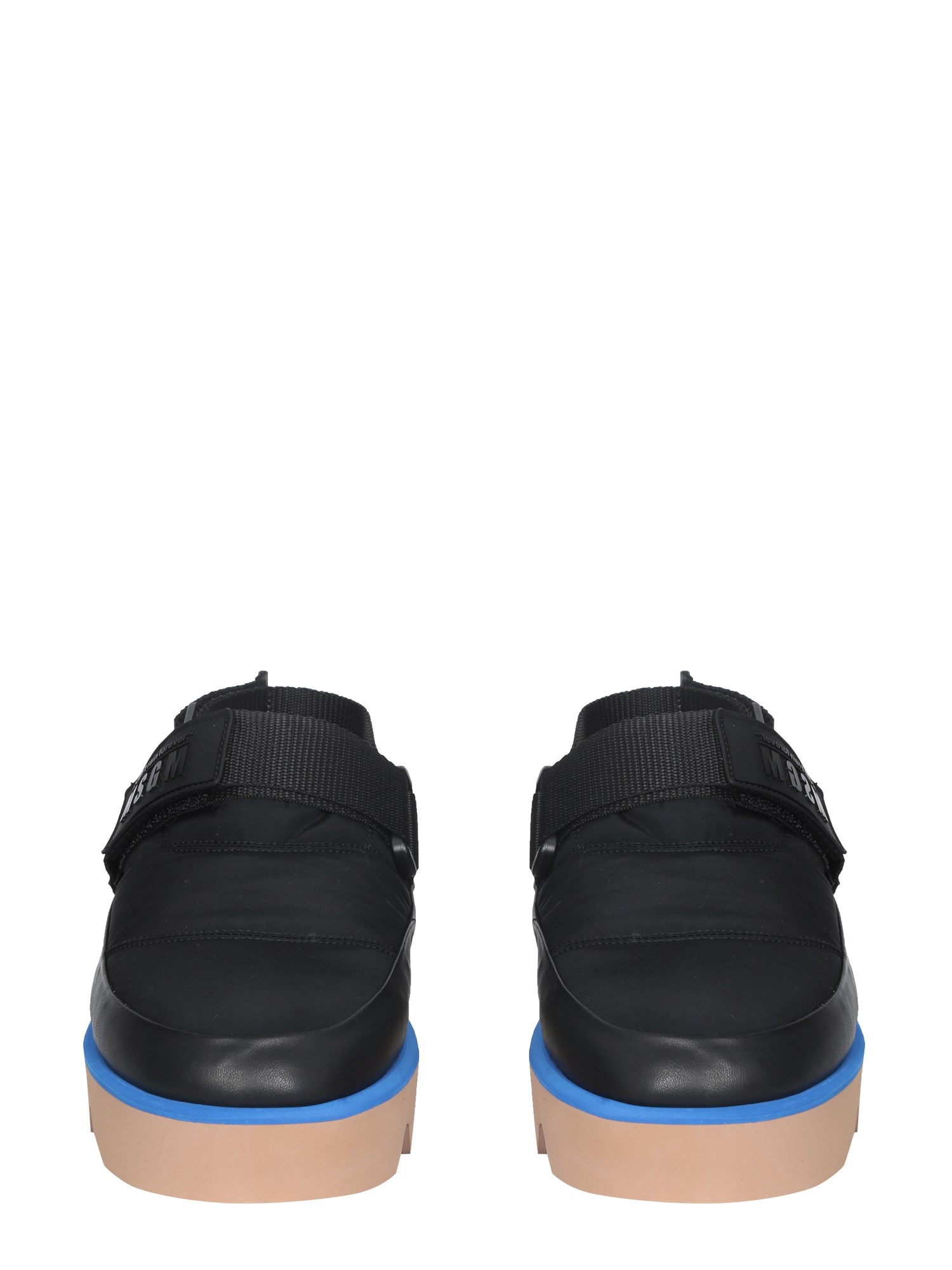 MSGM    PUFFED NYLON SANDALS WITH VELCRO STRAP AND LOGO PATCH