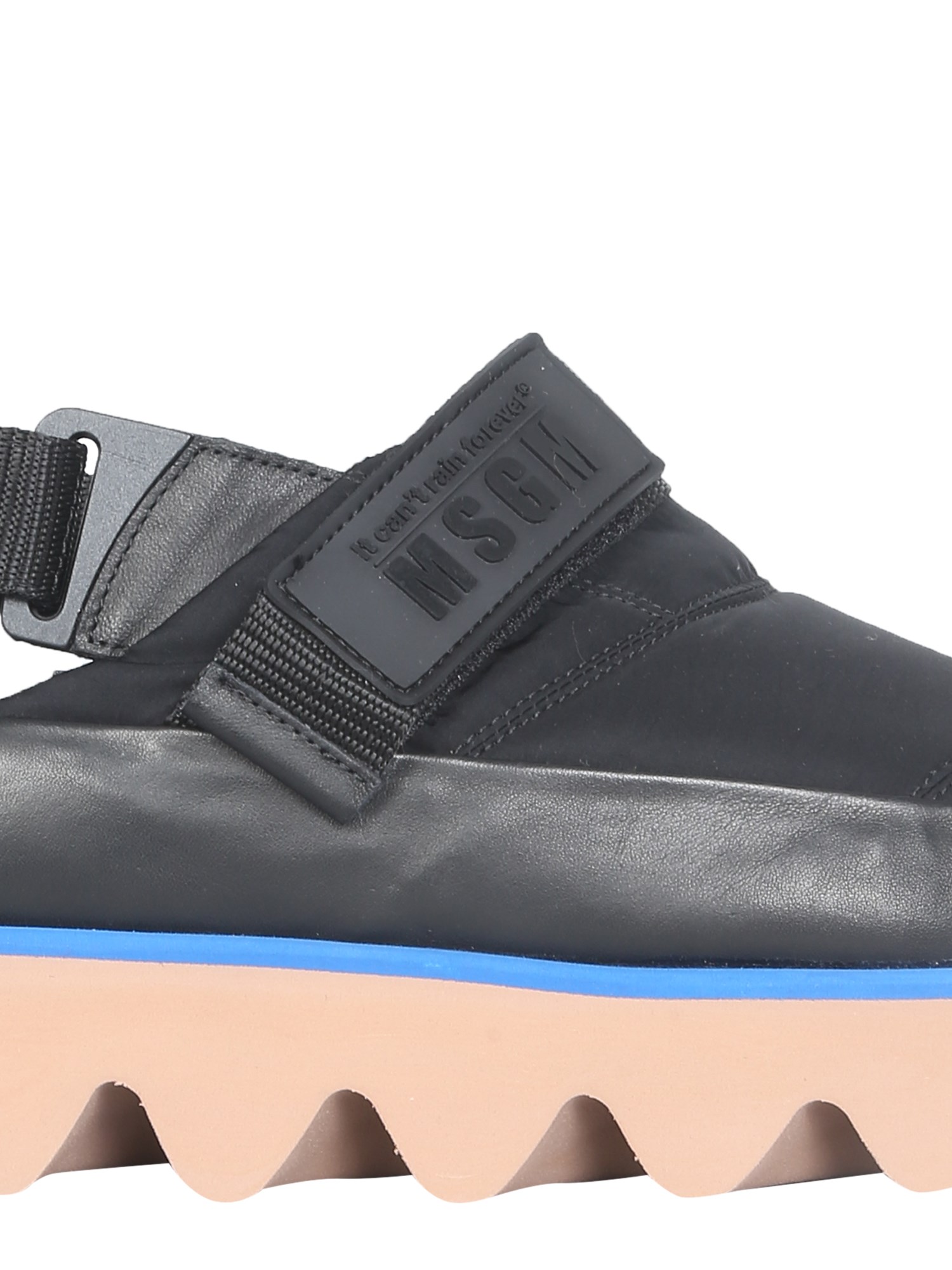 MSGM    PUFFED NYLON SANDALS WITH VELCRO STRAP AND LOGO PATCH