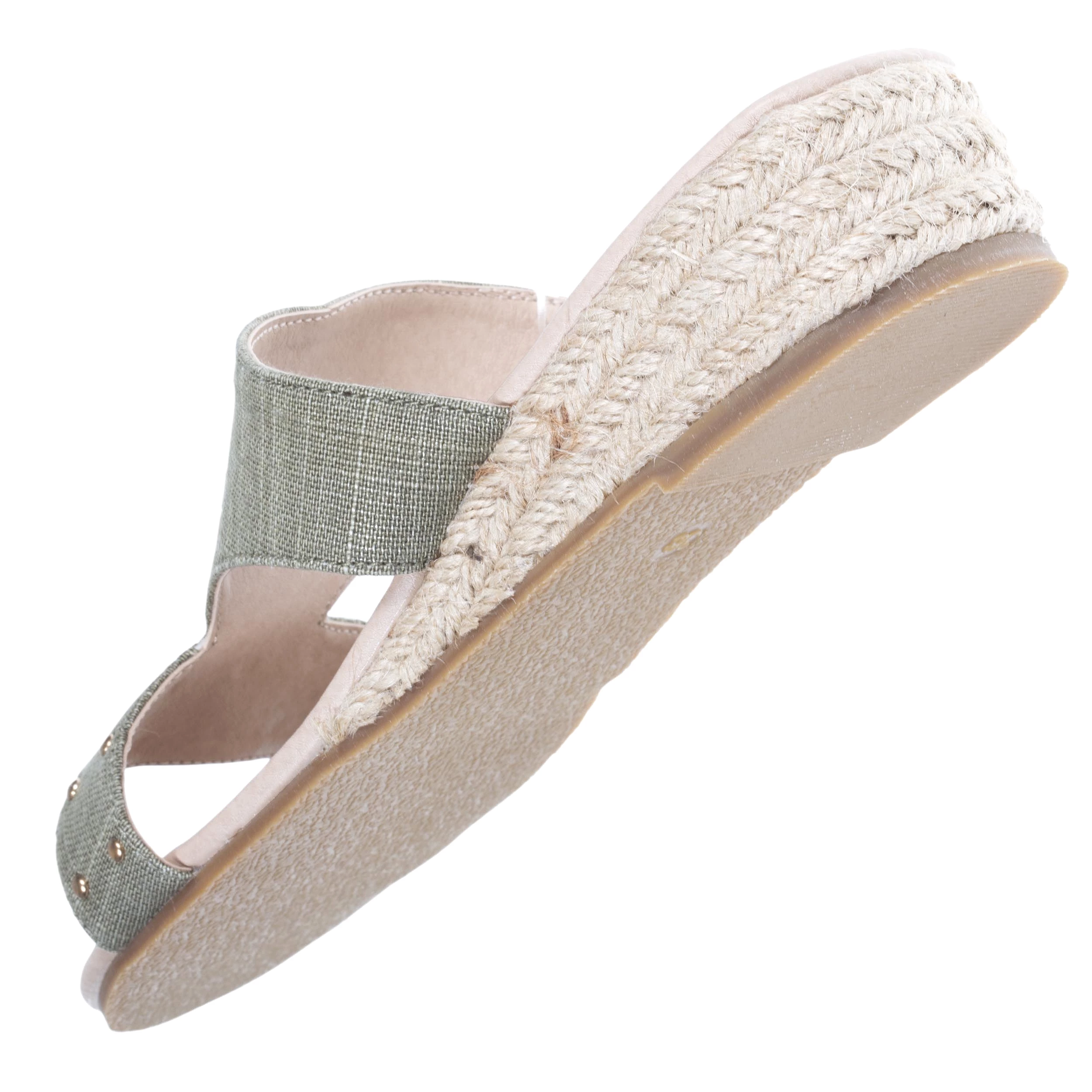 Mules sandales Femme cloutée Kaki