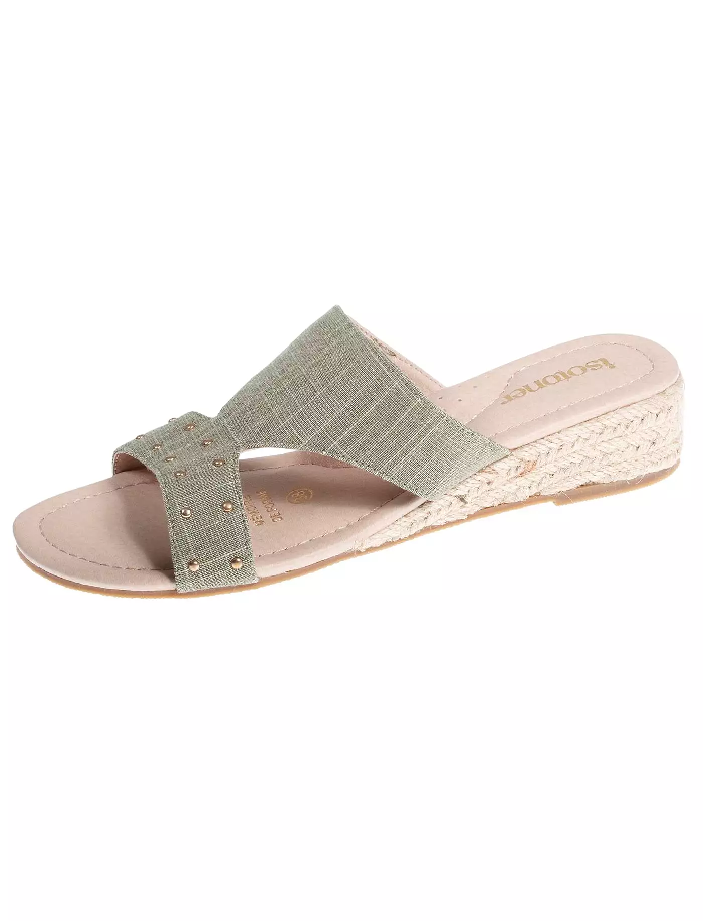 Mules sandales Femme cloutée Kaki