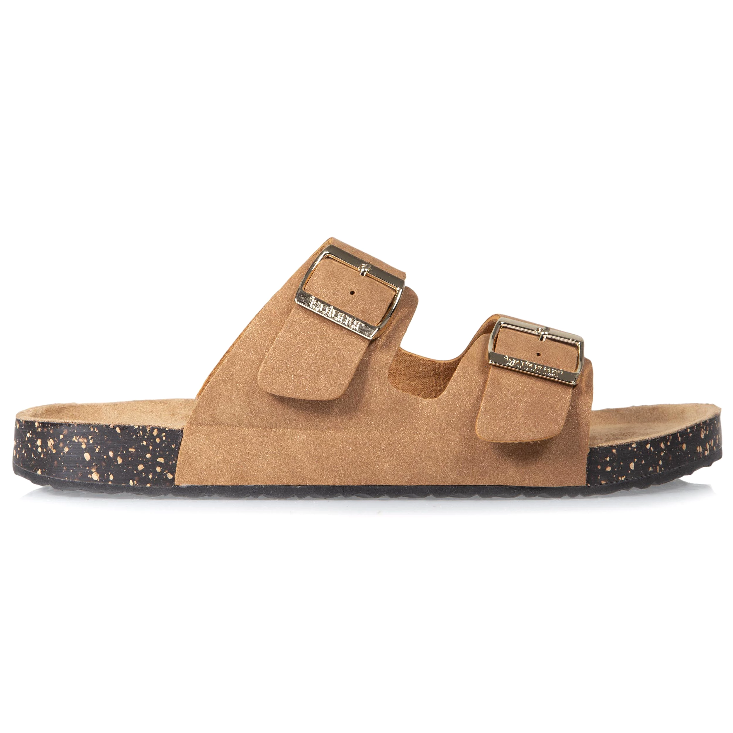 Mules sandales Femme double bride Camel