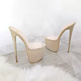 Nude Platform High Heel Mules