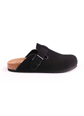 Palm Black Nubuck Closed Toe Flat Sandals by Where’s That From | Look Again