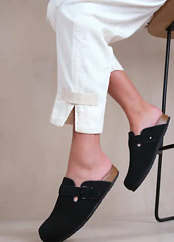 Palm Black Nubuck Closed Toe Flat Sandals by Where’s That From | Look Again