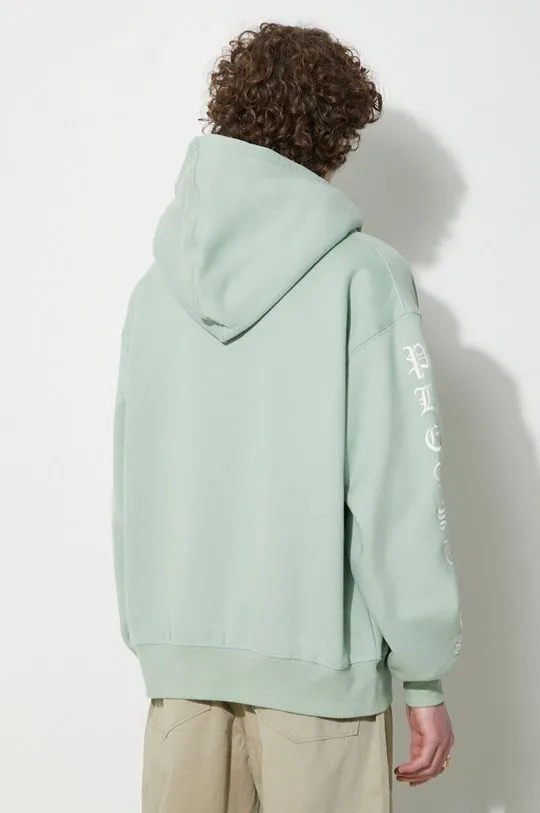 PLEASURES sweatshirt Oe Zip Up Hoodie men's green color P23W038.MATCHA