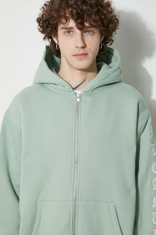 PLEASURES sweatshirt Oe Zip Up Hoodie men's green color P23W038.MATCHA