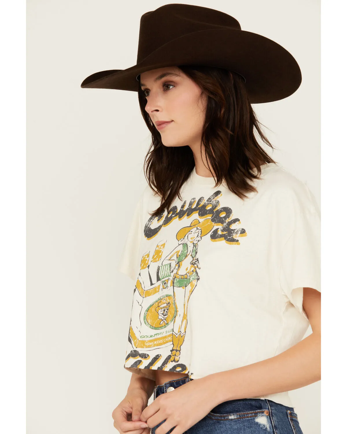 Product Name:  Country Deep Women's Cowboy Killer Short Sleeve Cropped Graphic Tee