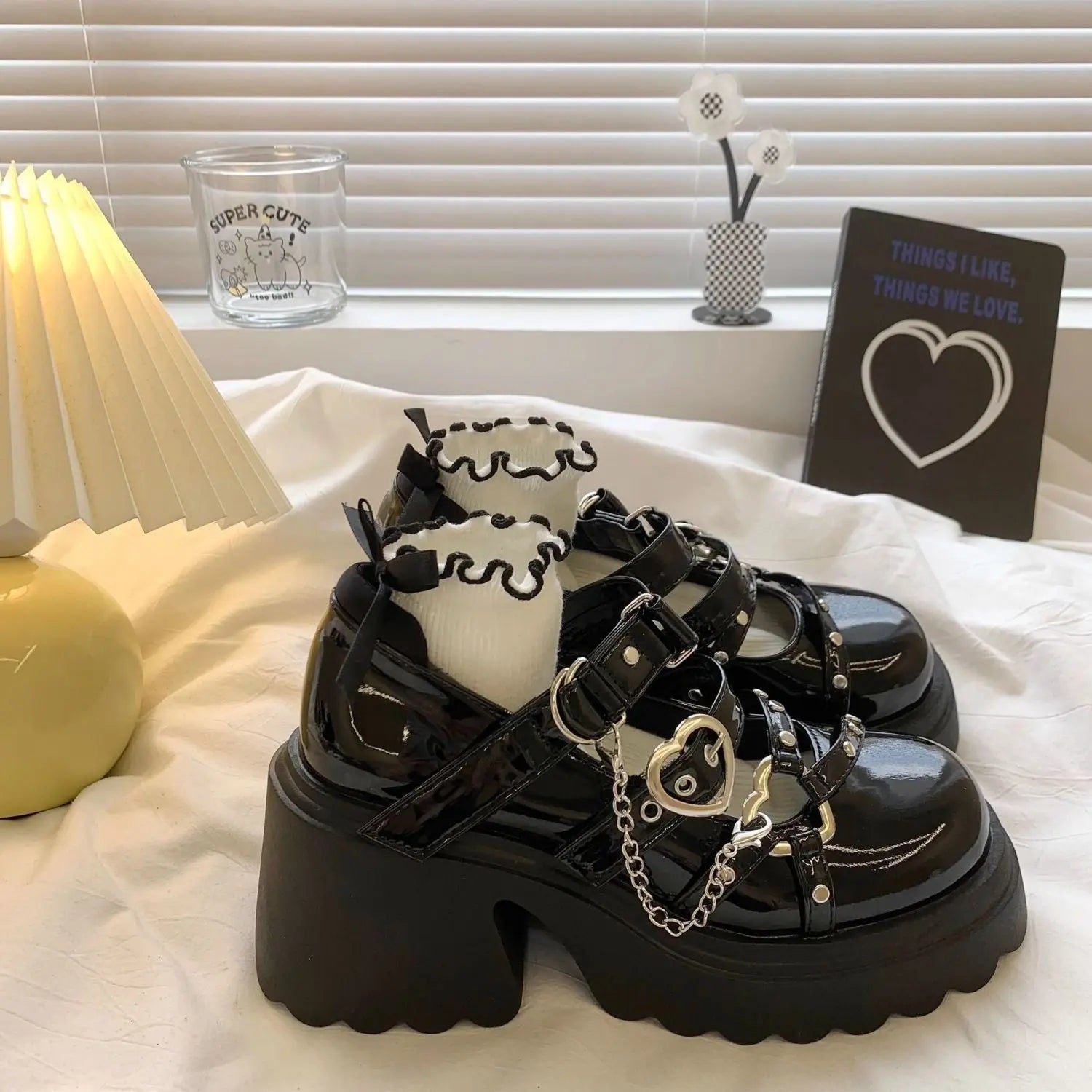 Punk Chunky Heart Mary Jane Lolita Shoes