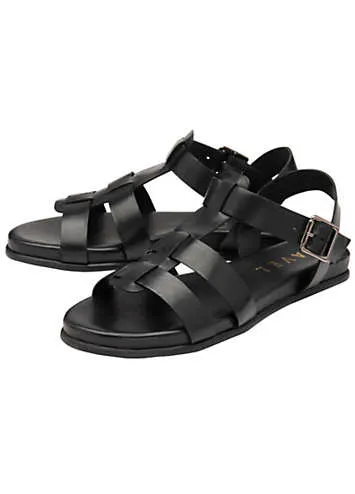 Ravel Arbory Black Leather Open-Toe Gladiator Sandals | Grattan