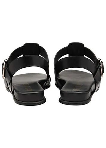 Ravel Arbory Black Leather Open-Toe Gladiator Sandals | Grattan