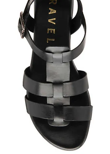 Ravel Arbory Black Leather Open-Toe Gladiator Sandals | Grattan